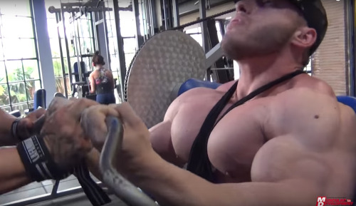 muscleroidaddict: Dan Cristian doing lat pullovers. But I can’t keep my eyes off his massive pecs. L