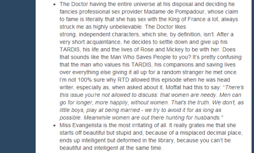 waiting-for-the-tardis:  worthyourweightinfanfiction:  “What’s Wrong With Stephen Moffat?”Rebloggable by request  Oh man, the problems with this post.  Read More  ALL OF THE THINGS IN THIS LINK