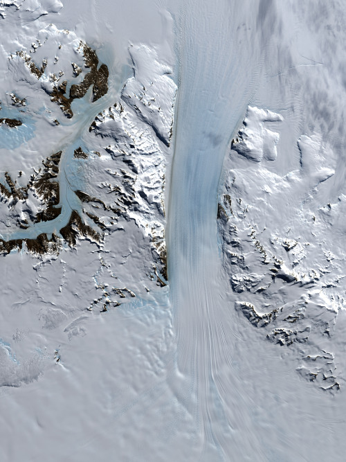 earthstory:Stream of IceThe views the Landsat satellites get of Antarctica’s Byrd Glacier are really