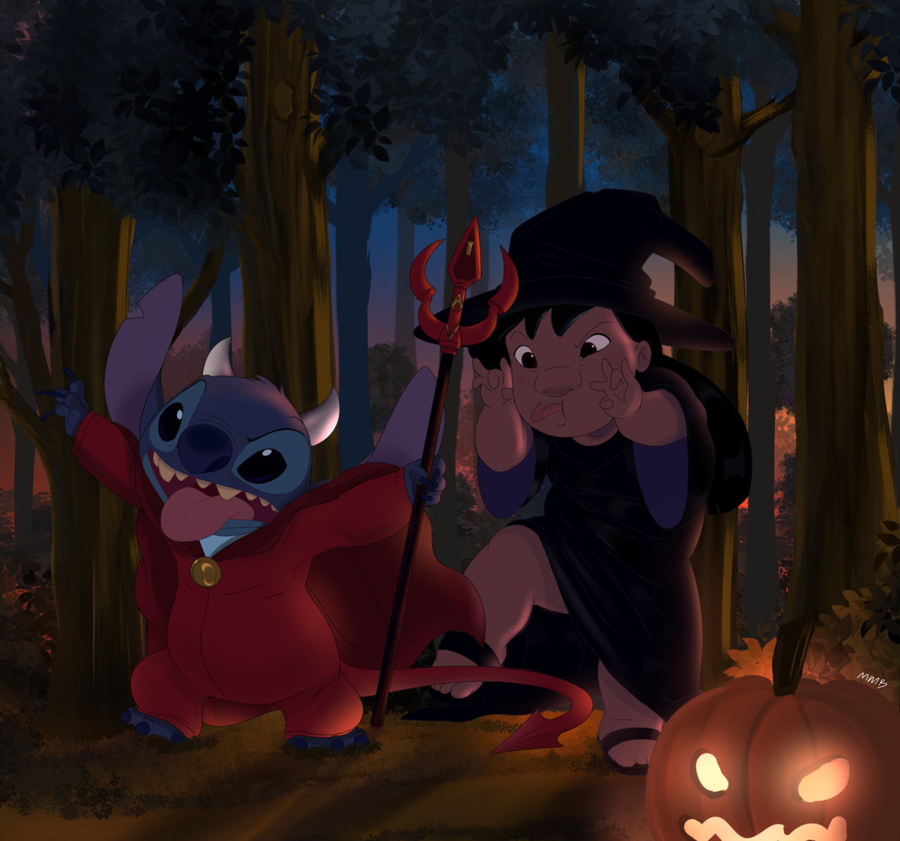 Download Its a Spooky Halloween with Lilo and Stitch Wallpaper   Wallpaperscom