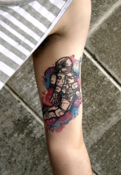 1337tattoos:  My watercolour spaceman submitted