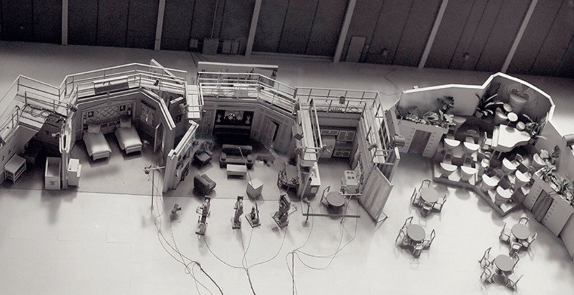 shesalittleobsessed:  Overhead shot of the set of the I Love Lucy soundstage 