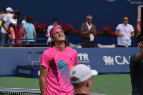 Stefanos Tsitsipas d. Novak Djokovic at Rogers Cup 2018 (via Mouratoglou Academy)