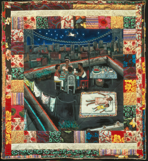 wtxch:Faith Ringgold (African-American,b.1930)Woman on a Bridge #1 of 5: Tar Beach, 1988acrylic on c