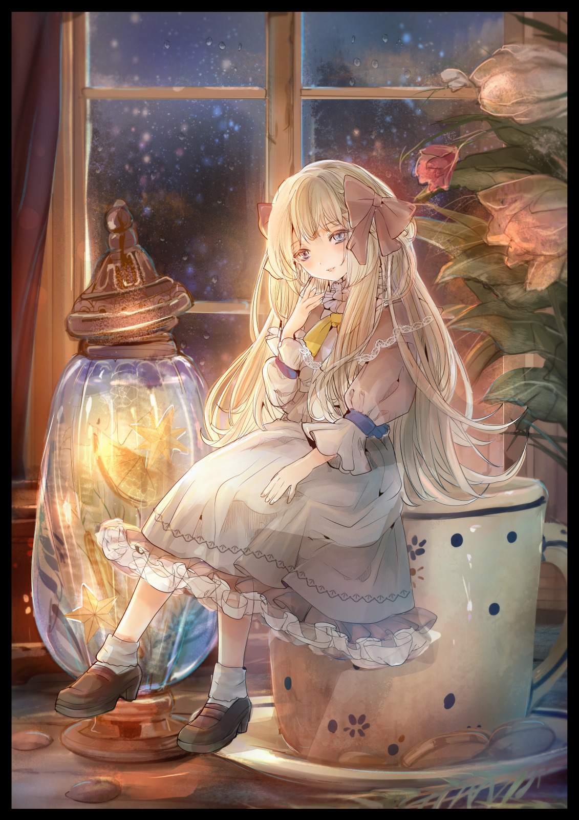 女の子 イラスト 創作 少女 絵 Hikki2525 お星さまの小瓶 厚塗り アニメ塗り版
