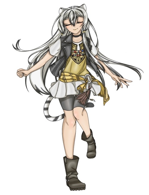 "Arereh~? Afufufu, it's wonderous meeting you, little cub~. I'm Lala-Phula Tigris by the way~. Let's get along great!"