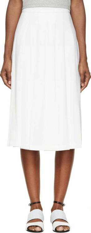 Ivory White Pleated Skirt