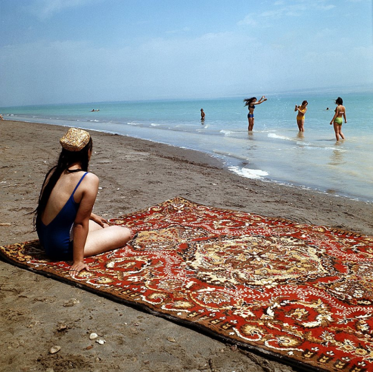 vladtheunfollower:    Holidaymakers on the beach of the Tajik Sea. 1975. Photo by D.Simchenko/ TASS   