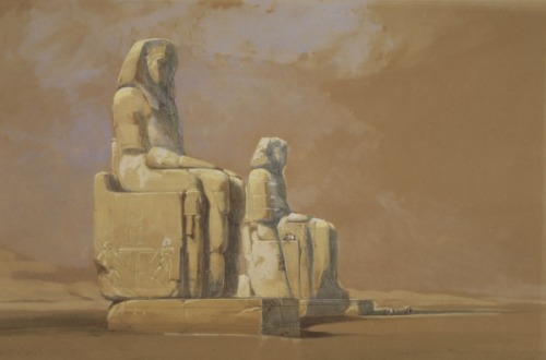 Colossi of Memnon, Thebes, 1838 (w/c on paper), giant figures of Amenhotep III. David Roberts (Scott