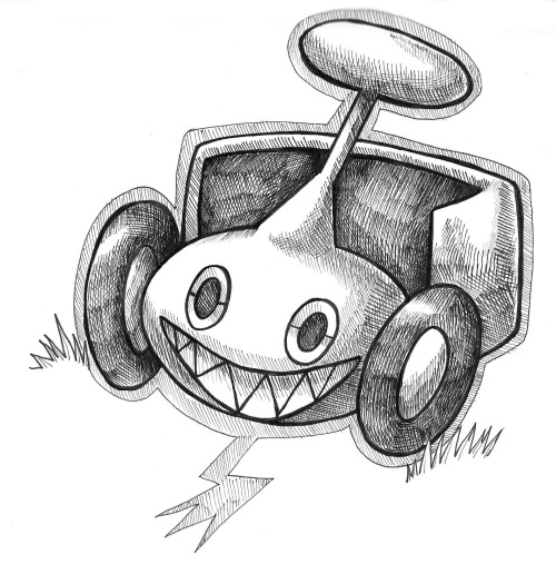 Inktober/PokéHalloween – Favorite Rotom FormI mean, it’s a maniacal-looking lawnmower ghost, what’s 