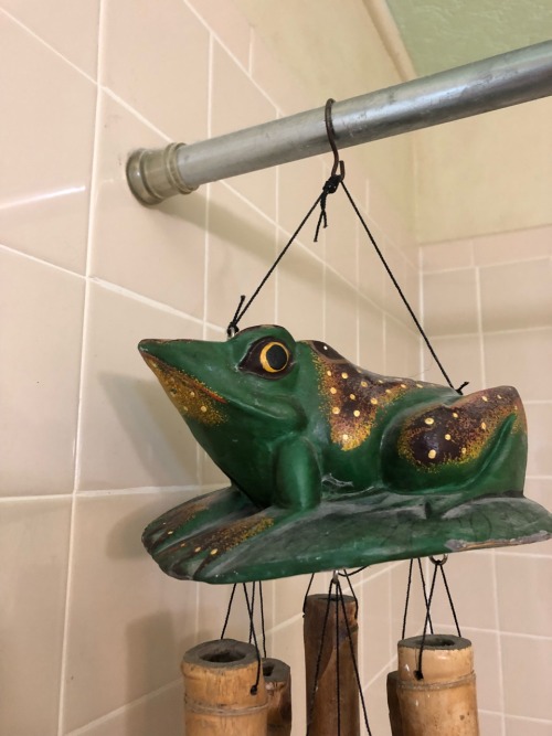 kewlaidbih:  a rating of all the frogs in my neighbors’ frog-themed bathroom very round and good! his face shows an emotion that i can’t quite describe. 10/10 here we have an arts and crafts frog! he has a nice figure but his lack of eyes is unsettling.