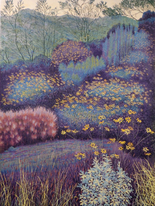 ein-bleistift-und-radiergummi:Gordon Mortensen ‘Desert Flowers’ Woodcut Art Print, 1987.(via ebay - 
