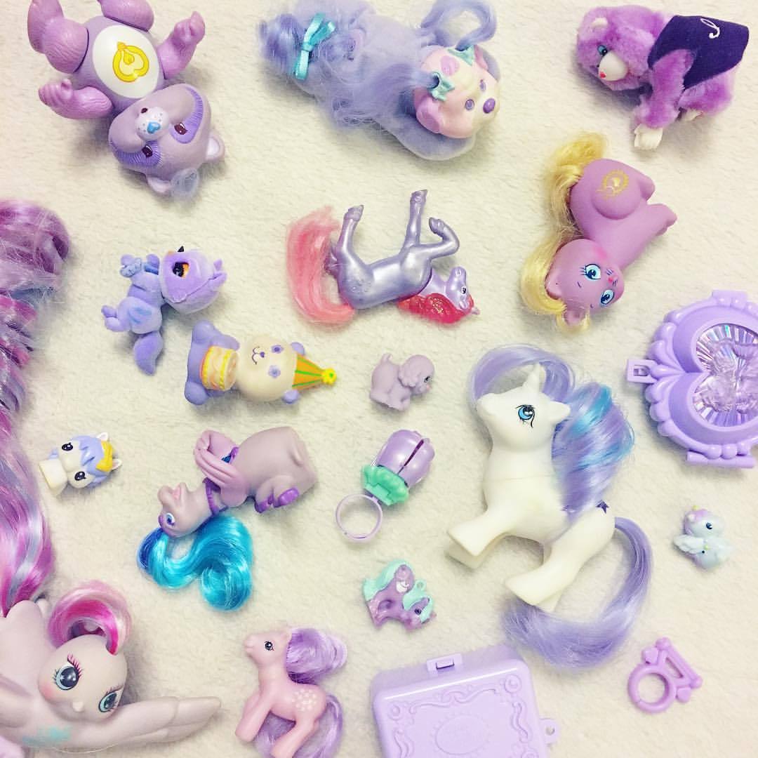 shelvesofwhimsy:  Purple Toys 💜 #80skid #80stoys #vintagetoy #vintagemylittlepony