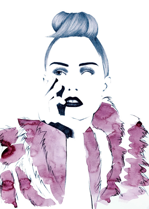 Grace Simmons in Marc Jacbos, styled by Katie Grand for Love Magazine, sketched by me - The Com