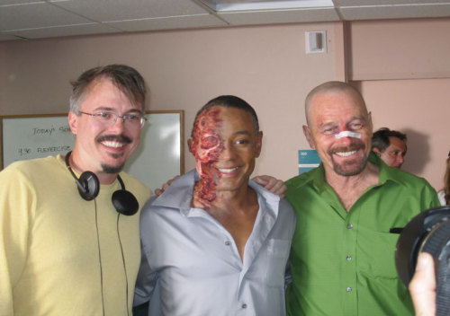 heisenbergchronicles: 4x13: Face Off On set with Vince, Giancarlo and Bryan.