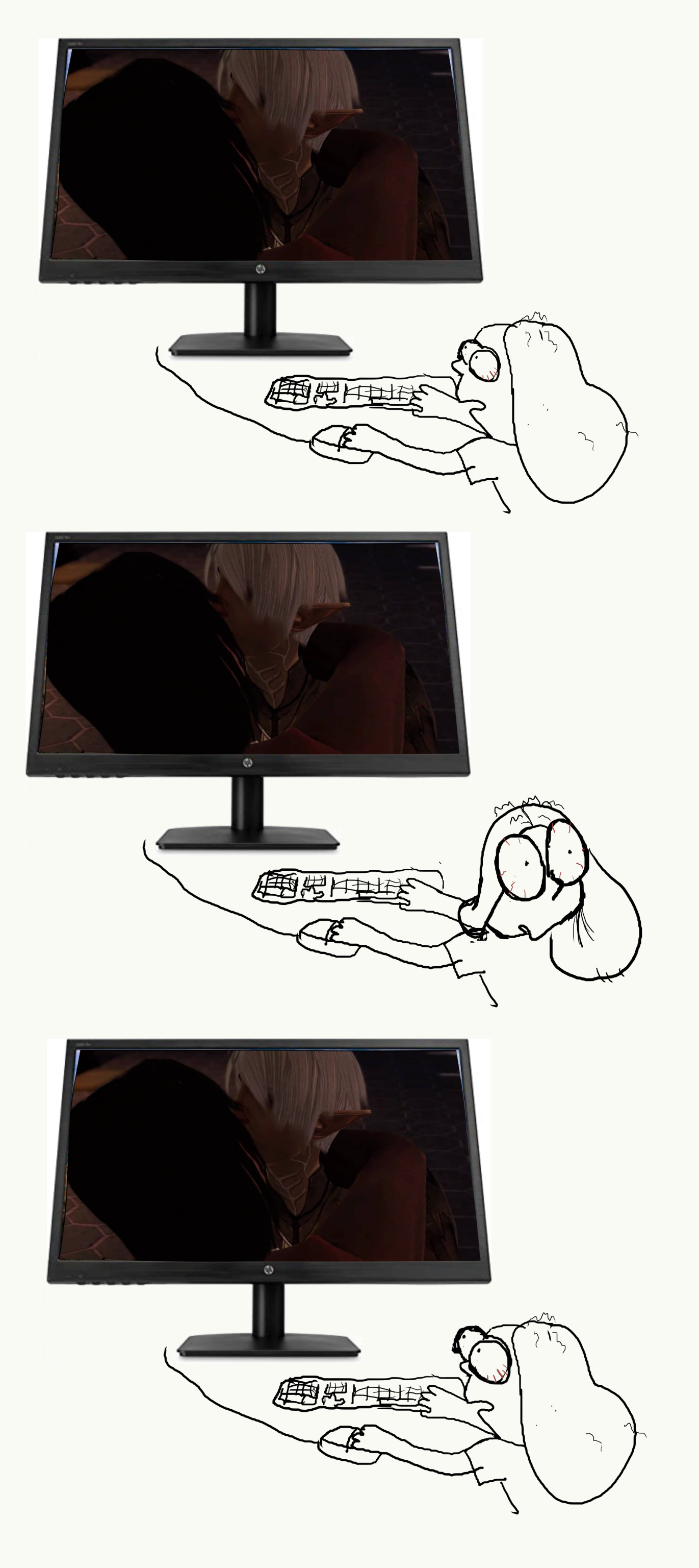 thunderpibb:Me age 11 finding out dragon age 2 had sex scenes on the 21 inch monitor