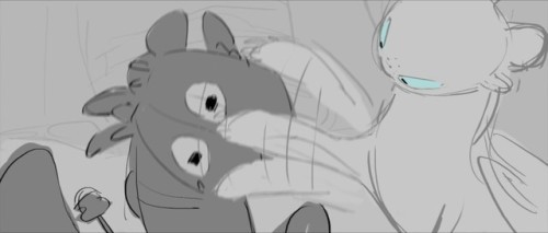 dragonshiddenworld:Check out these original storyboards of Toothless trying to impress the Ligh