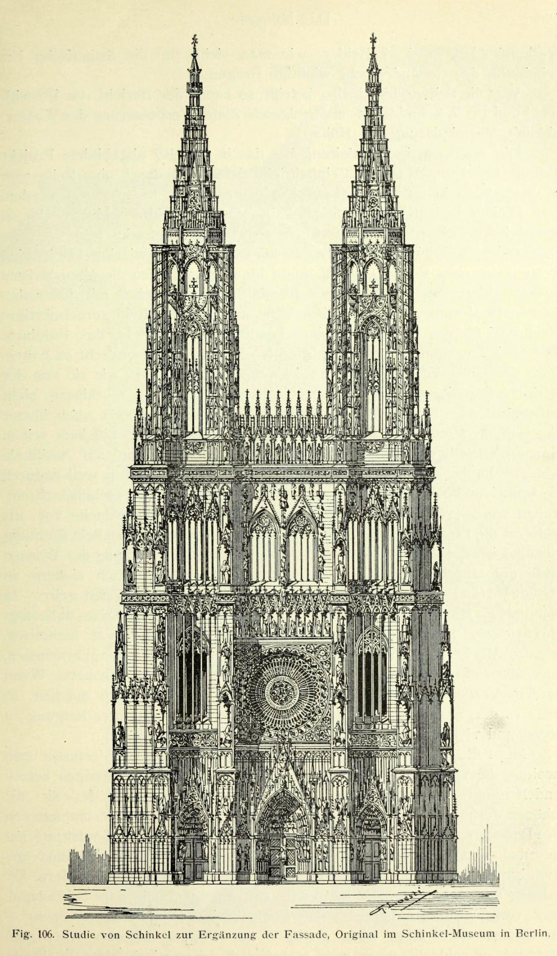 Schinkel’s design for the completed Cathedral, Strasbourg