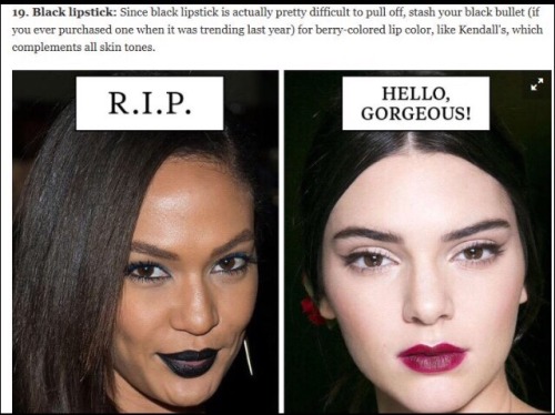 h0odrich:majiinboo:  volmarrr:Cosmo not so subtly tells readers “paler is better”  how Eurocentric beauty standards operate in one post  ……………is this ….real….?