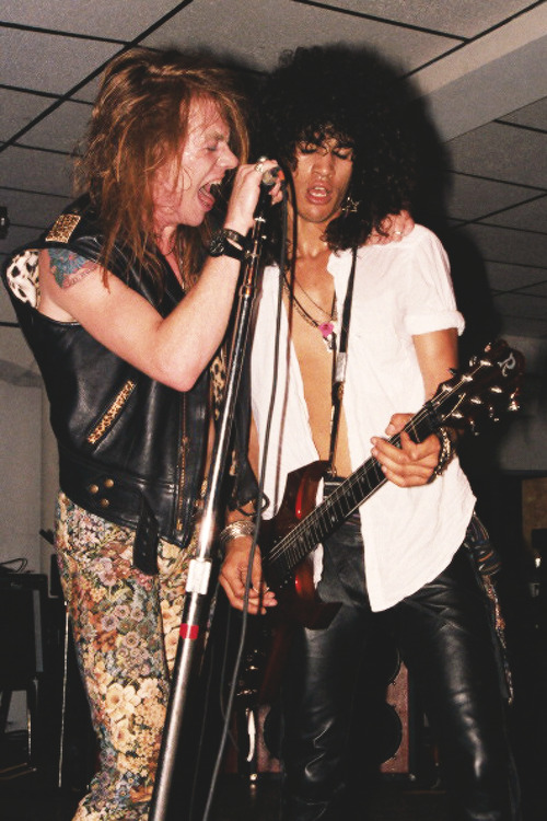 shoutwiththedevil:
“ Axl Rose and Slash at the Stardust Ballroom on June 28, 1985, in Los Angeles, California. Photographed by Marc Canter. ”