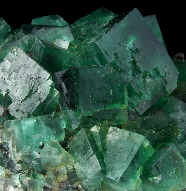 mineralists:  Fluorescent blue and green FluoriteCubic, gemmy crystals of fluorite