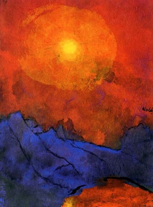 rickstevensart:Emil Nolde | Sunset Over Blue Mountains