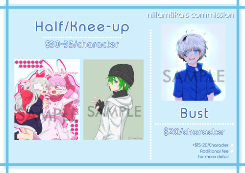 COMMISSION OPEN ☆．。．:*･°Updating my commission sheet~Please check my info or contact me if you’re in