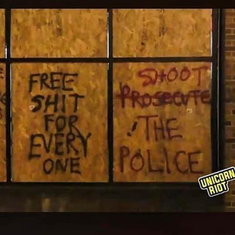 Graffiti seen in Minneapolis during the riotous protests following the police murder of George Floyd