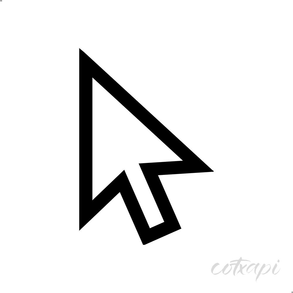 Cursor Arrow Sign Icon in Black and White Vector Art Cursor Illustration Outline Art