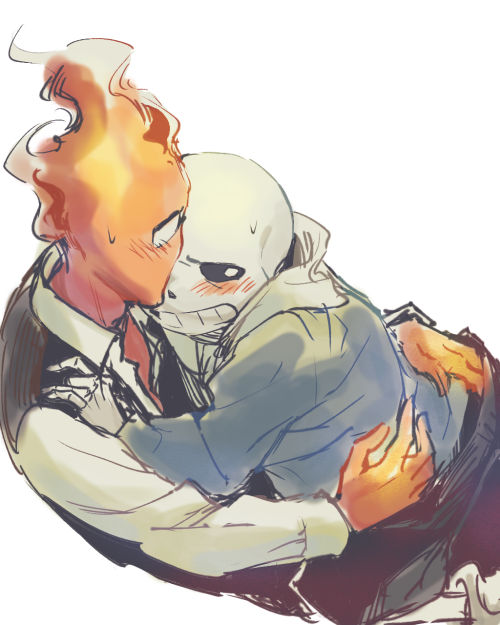 azu-taro:   grillby x sans   