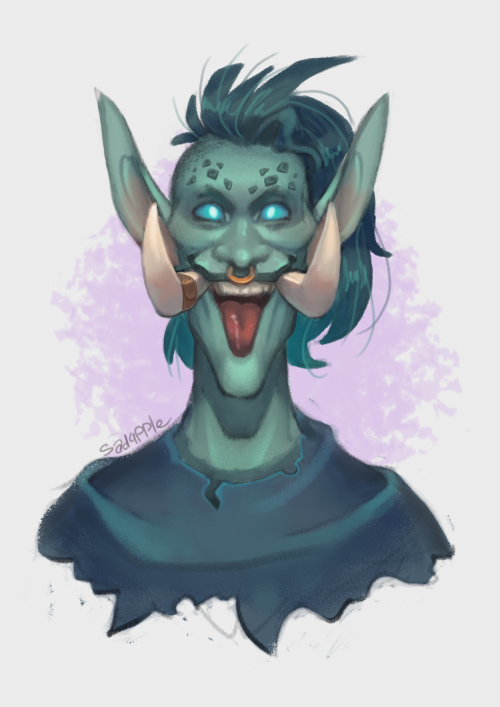 sad4ppleart:drawing of @dravatti‘s troll, Zazi!