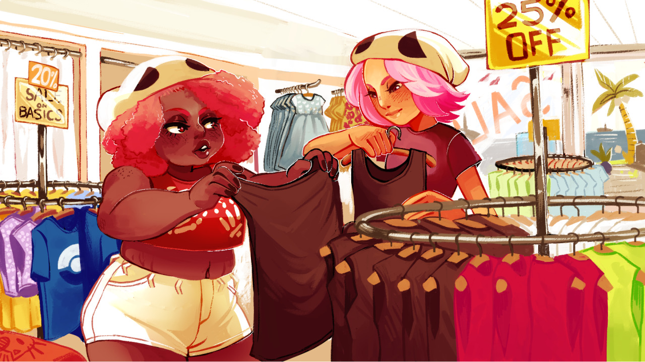 dominodamsel: Just skull gals living their lives 8^) I drew the sketches for these
