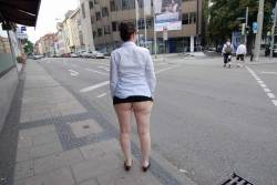ordinaryfemale:  Just standing at the street with a very short mini skirt