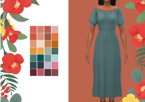 simminginchi: Carmen | a casual midi dress   I always liked this base game top, so I got rid of the 