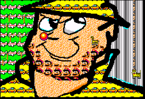 fineartforthepepole:  I have discovered mario paint I call this piece raincoat man 