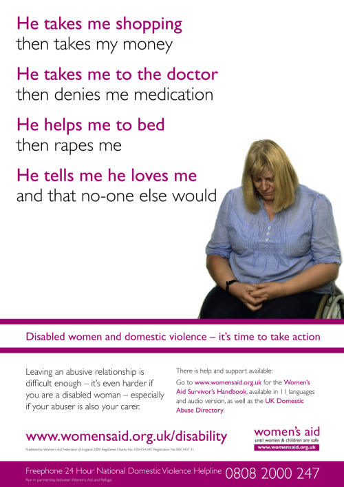 stophatingyourbody:Disabled women and domestic violence- it’s time to take action!