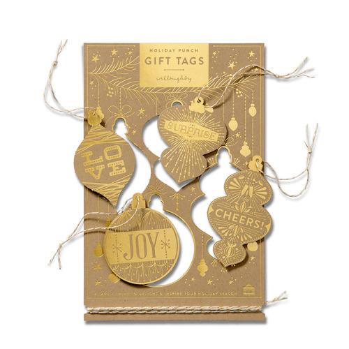 Willoughby Design celebrated the holidays with custom punch-out glittering gift tags.