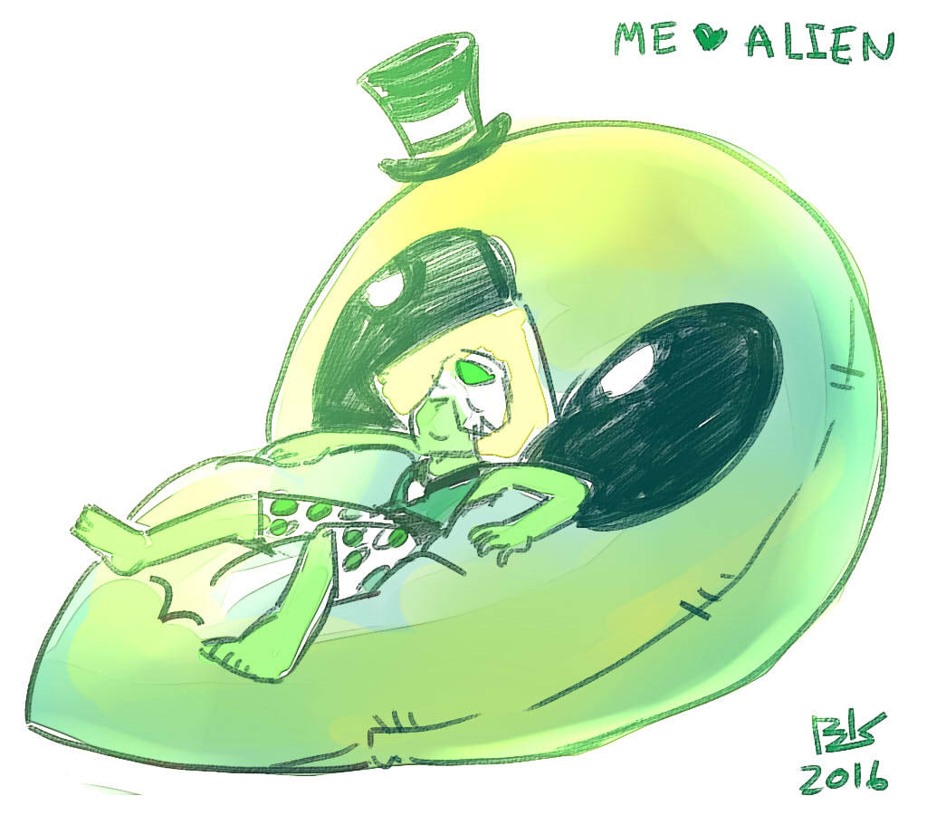 benko-th:    peridot I’m sleep. good night. have stuffed alien, so cute. lol  