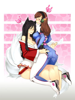 raccoonindisguise:  Commission Ahri x Dva