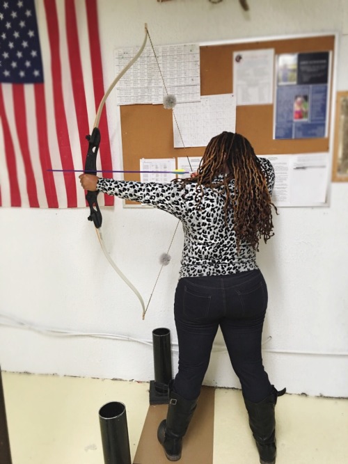 missprimproper:  Casual Saturdays with motorcycle boots and archery 💋  She’s so well rounded  and she does things to 😉😈😈