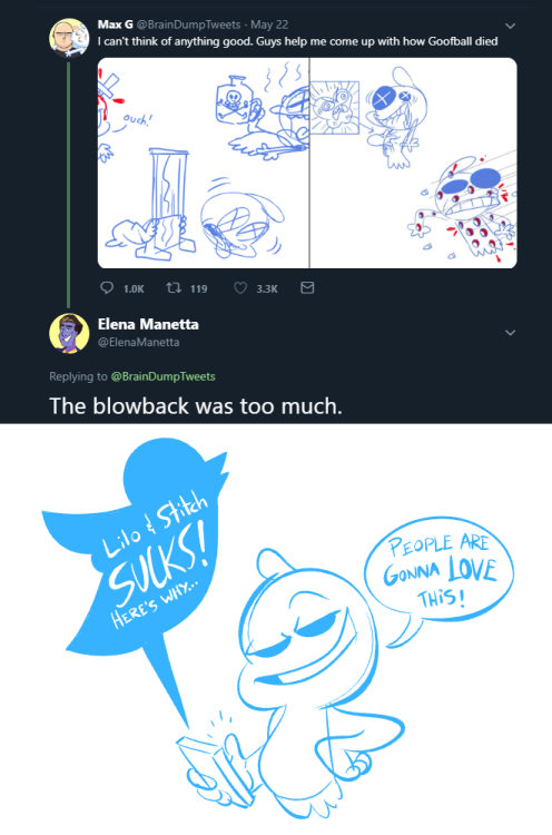 Some Twitter response drawings I did. Included the original tweets for context. 