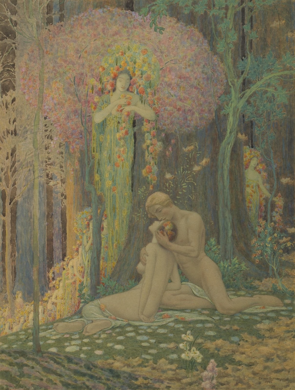 fleurdulys:  A Man and A Woman in the Forest - Charles Holloway 1922 