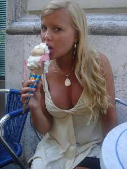 She&rsquo;ll need help from another tongue when that thing melts on her cleavage Facebook orgasmpics.org randomsexygifs.com