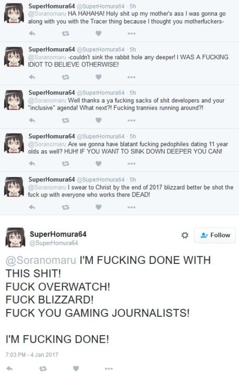 hijabby:thatisludicrous:antifasith:kumagawa:this dude is having a meltdown because blizzard made a m