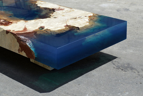 thedesigndome:Underwater Reef Recreated Into Furniture As Cut Stone and Resin Table PairFurniture de