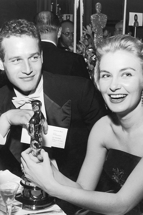avagardner:  Paul Newman &amp; Joanne Woodward at the 31st Academy Awards, 1958.
