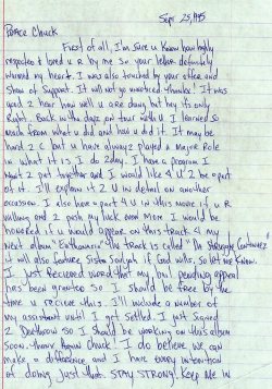 Tupac’s handwritten letter to Chuck