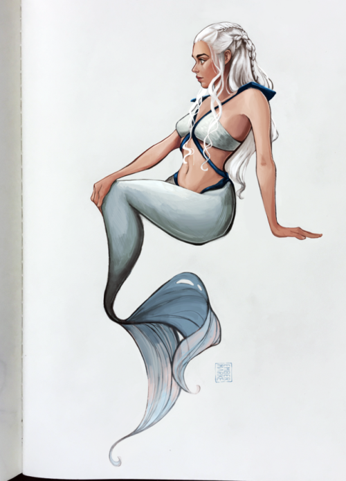 embermarke:Here’s Daenerys Targaryen as a mermaid for Mermay! Colored on procreate from my sketchboo