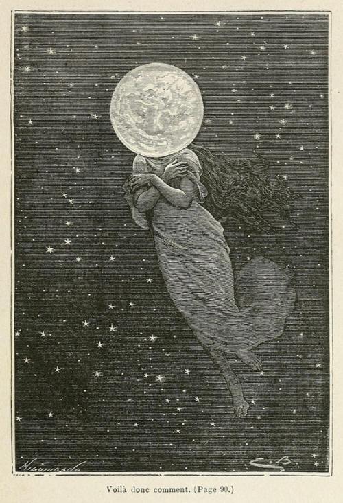 sleepyvvitch:Émile-Antoine Bayard’s Illustrations for Around the Moon by Jules Verne&nb