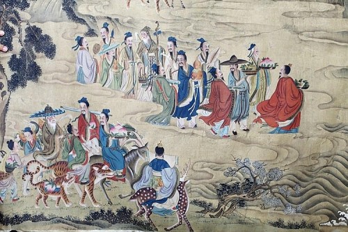 Chinese silk scroll painting, attributed to Fei Danxu (1801-1850)